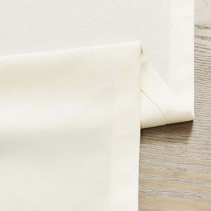 Basic Linen Style Table Runner, 14x48 Inch Ivory | Mitered Corner Design - Image 6