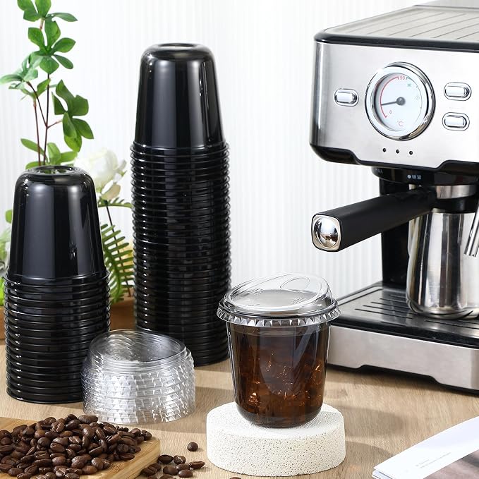 Ziliny 50 Sets Clear Plastic Coffee Cups - Image 2