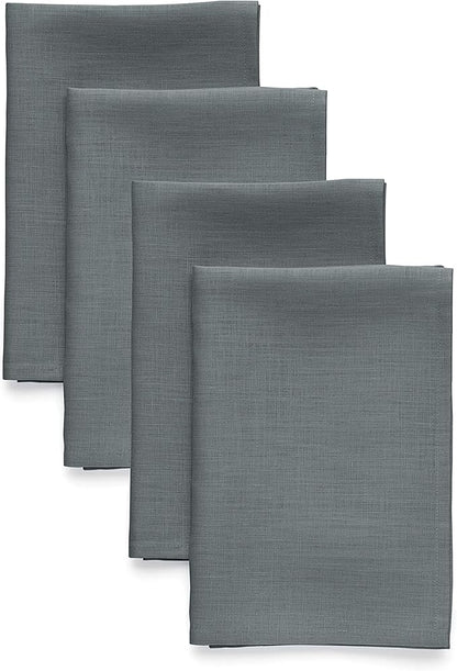 Solino Home Linen Cloth Napkins Set of 4-100% Pure Linen Dark Grey Dinner Napkins 20 x 20 Inch for Winter - Fete, Handcrafted and Machine Washable