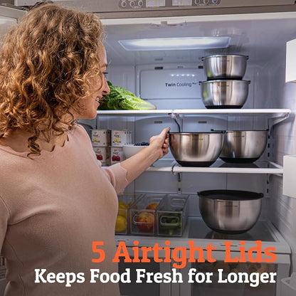 Premium Mixing Bowls With Airtight Lids Set, Thicker Stainless Steel Mixing - Image 4