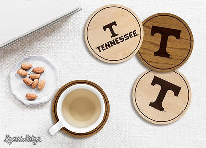 LazerEdge Tennessee Volunteers Wooden Coaster Set - Maple Wood - Officially Licensed Product - 4-Pack