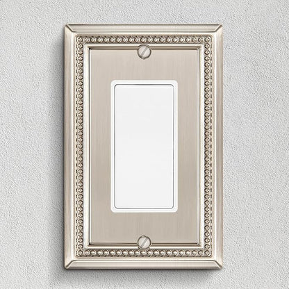 Henne Bery Sunken Pearls Heavy Duty Decorative Wall Plate Switch Plate Outlet Cover (Single Decorator, 2 Pack, Satin Nickel)