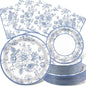 150PCS Blue and White Floral Party Supplies by RVXHUA