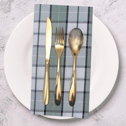 Urban Villa Cloth Napkins 100% Cotton Dinner Napkins Highly Absorbent 20x20 Inches (Set of 12) Majestic Checks Reusable Washable Soft Durable Premium Napkins Ideal for Home Wedding Parties