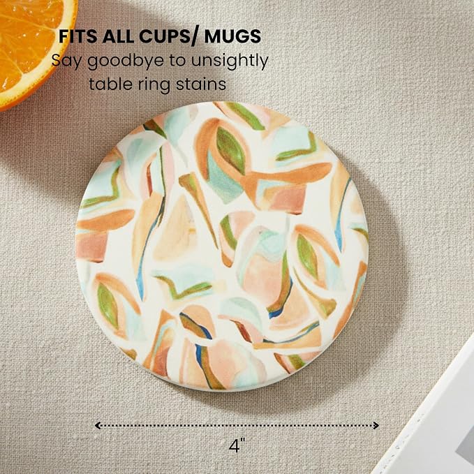 Ceramic Marble Coasters Set of 6, Absorbent Drink Coasters - Image 2