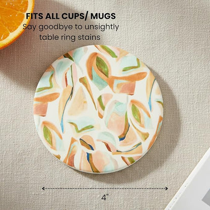 Ceramic Marble Coasters Set of 6, Absorbent Drink Coasters - Image 2