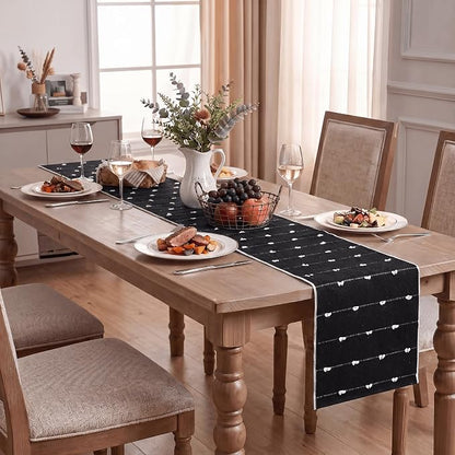 Artoid Mode Black Farbic Rustic Cotton Woven Table Runner, Farmhouse Halloween - Image 8