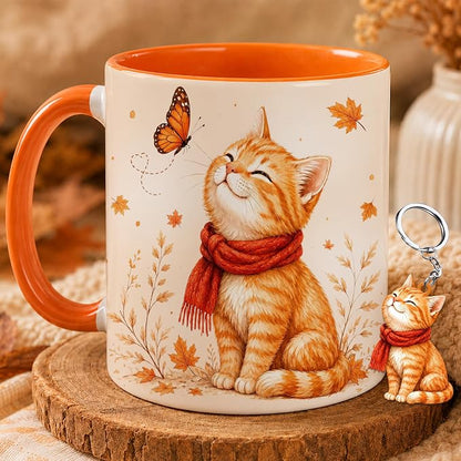 Hyturtle Orange Tabby Cat Coffee Mug, Cute Fall Gift - Image 2