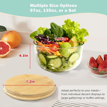 Trifle Bowl with Lids, 97oz Glass Serving Bowls, BPA-Free Borosilicate Salad & Fruit Bowls, Airtight Food Storage Containers, Ideal for Layered Desserts & Holiday Parties
