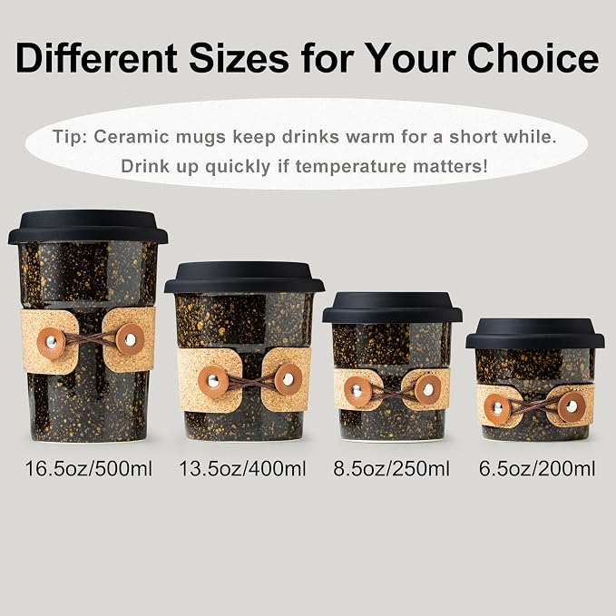 Coffee Travel Cups with Lids Ceramic To Go Coffee Tumbler Tea Mug | Spill Proof - Image 8