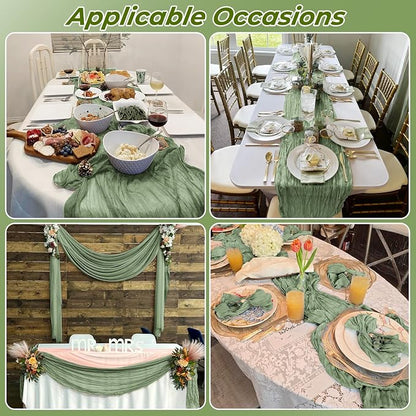 6 Pack Sage Green Cheesecloth Table Runner 20 x 120 Inch Gauze Table Runner - Image 6
