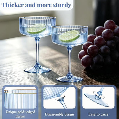 12PCS Plastic Martini Glasses, Unbreakable Reusable Champagne Coupe, Removable - Image 3