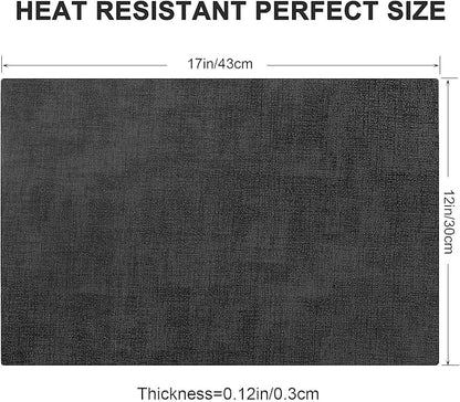 Leather Heat Resistant Placemats Set of 6 Waterproof Wipeable Washable PU Table Mats,Easy to Clean Anti-Slip Place Mats (Dark Grey, 6)