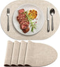 Placemats for Dining Table Set of 4 Non-Slip, Heat Resistant Oval Leather Placemat Double Layer, Waterproof Table Mats Easy to Clean for Kitchen Dining Room Coffee Office Table, Beige