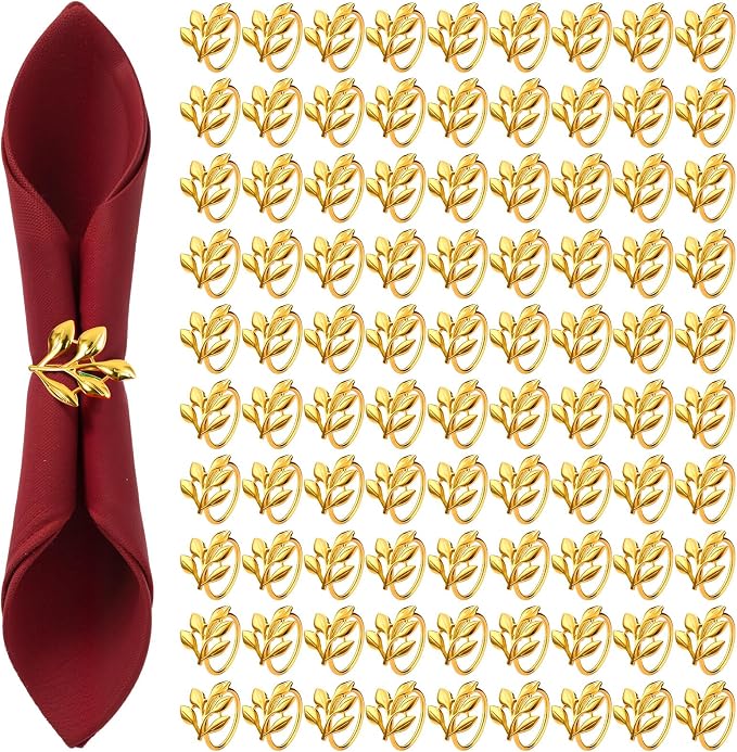 WILLBOND Leaf Napkin Rings Holders Fall Party Napkin Rings by Willbond+Technology+Limited