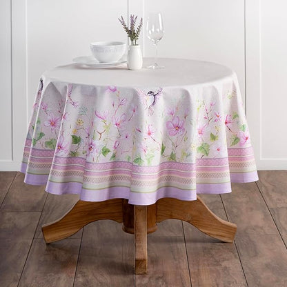 Maison d' Hermine Table Cloth Round Table 100% Cotton 69 Round Inches Tablecloth Reusable Decorative for Dining Room Farmhouse Home Valentines Day Decorations Spring Summer - Magnolia Mornings