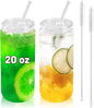 Joyclub 2pcs Glass Cups with Acrylic Lids and Straws 20 oz Drinking Glasses | by Joyclub