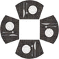 SHACOS Small Wedge Placemats Set of 4 Woven Vinyl Round Table Placemats Wipe Clean Round Table Mats Indoor Outdoor, Black Brown