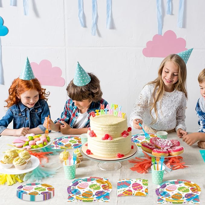 100 Pcs Easter Egg Tableware Party Supplies Set, Serves 25 – Disposable - Image 4