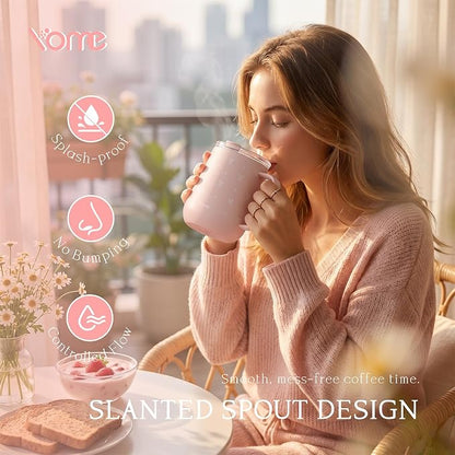 YOME 10oz Bow Light Pink Insulated Coffee Mug - Image 2