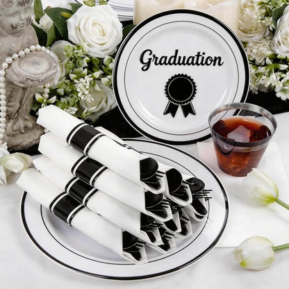 WELLIFE 350Pcs Black Plastic Dinnerware - Image 3