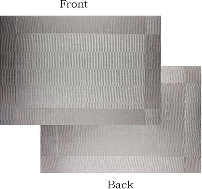 Placemats Washable Easy to Clean Woven Vinyl Placemats for Kitchen Table Heat-resistand Table placemats Mats 12x18 inches Set of 6 (Grey)