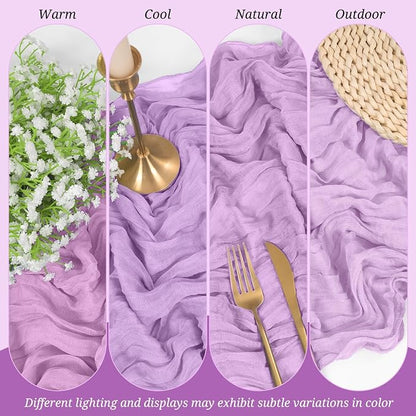 Pesonlook Cheesecloth Table Runner Light Purple, 10 Pack 17.7x108 inch - Image 6