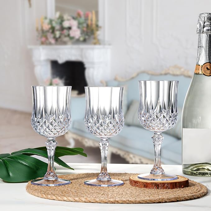 XUWAIDSGN 24 Pcs 7oz Plastic Vintage Wine Glasses Drinking Glasses Unbreakable - Image 9
