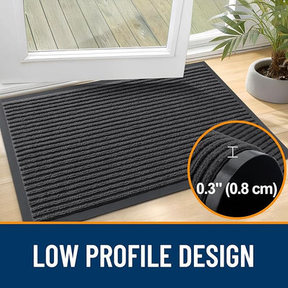 OLANLY Front Door Mat Indoor Outdoor Entrance, Waterproof Heavy Duty Doormat, Fade Resistant, Low Profile, Easy Clean Patio Porch Welcome Floor Mats for Entry, 71x47, Charcoal Grey