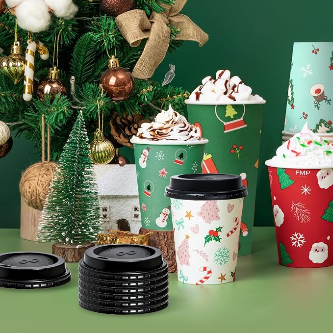 Fit Meal Prep 50 Pack 12 oz Christmas Disposable Coffee Cups - Image 7