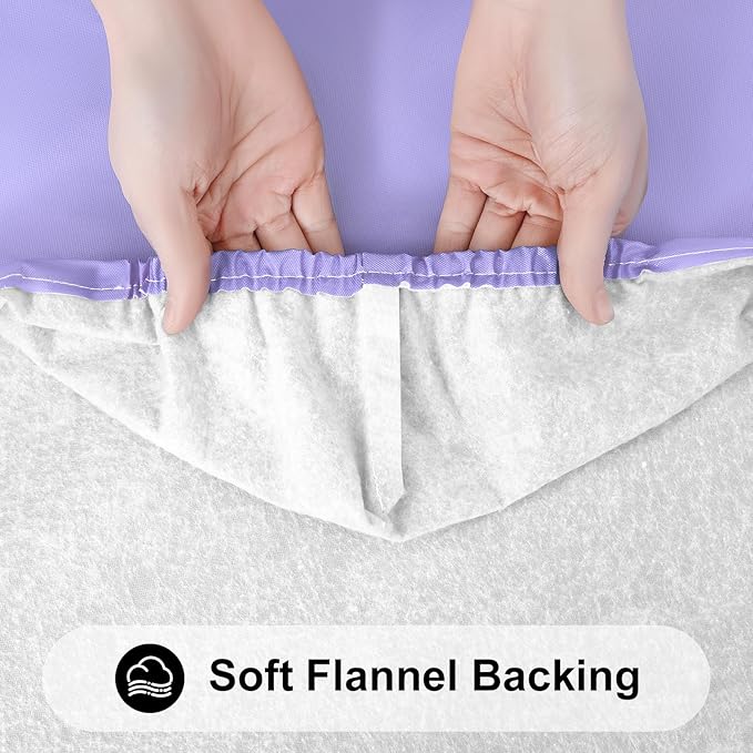Smiry Rectangle Tablecloth, Elastic Fitted Flannel Backed Vinyl Tablecloths for 4ft Folding Tables, Waterproof Wipeable Table Covers for Indoor, Outdoor, Picnic and Camping (Lavender, 24"x48")
