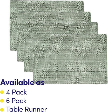 Sweet Home Collection 100% Cotton Placemats for Dining Room Rectangle Two Tone Woven Fabric 13" x 19" Soft Durable Table Mat Set, Set of 4, Light Green