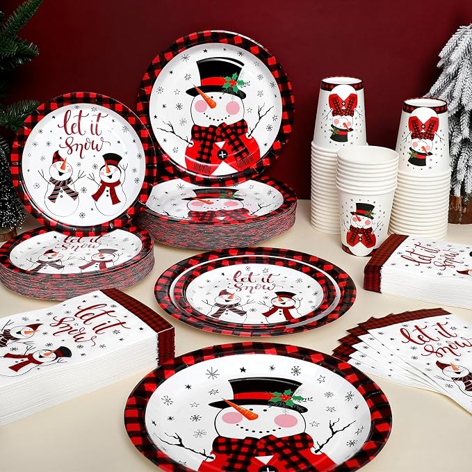 Funnymoom 250 Pcs Winter Snowman Party Decorations - Image 6