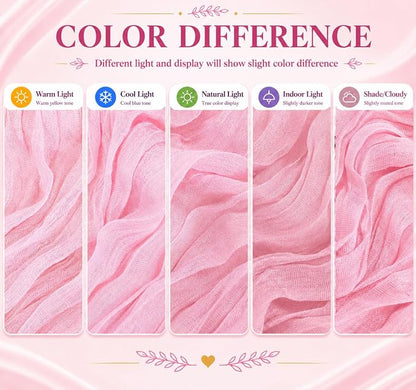 2 Pack Pink Cheesecloth Table Runner 17x108 Inch Boho Rustic Semi Sheer Gauze - Image 6