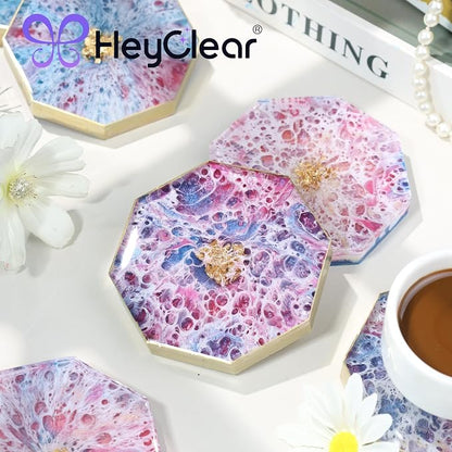 HeyClear Coaster Resin Molds Silicone, 6-Cavity Octagon Epoxy Resin Mold | - Image 2