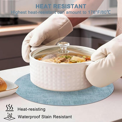 Round Faux Leather Placemats and Coasters, Reversible Heat Resistant Non-Slip - Image 2