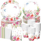 Funnymoom 250 Pcs Floral Party Decoration Wildflower Paper Plates Cups and by Funnymoom