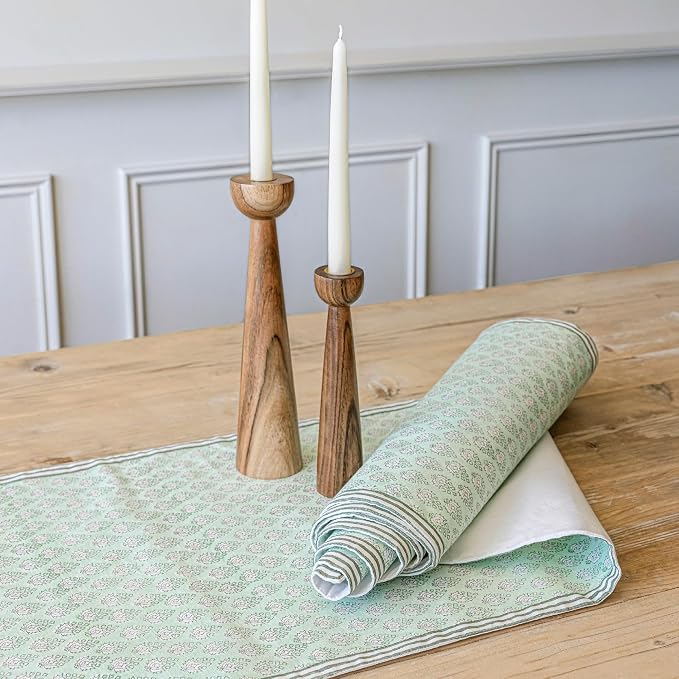 Over&Back 18x108 Hand-Blocked Printed Cotton Table Runner - Image 9