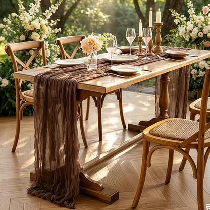 6Pcs Nude Cheesecloth Table Runner, 10FT Rustic Nude Gauze Table Runner - Image 6