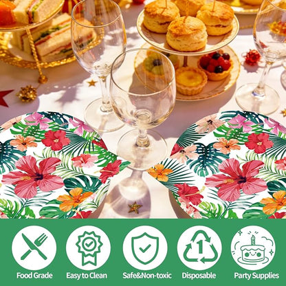 50PCS Hawaiian Luau Paper Plates and Napkins Party Decorations, 7inch - Image 4