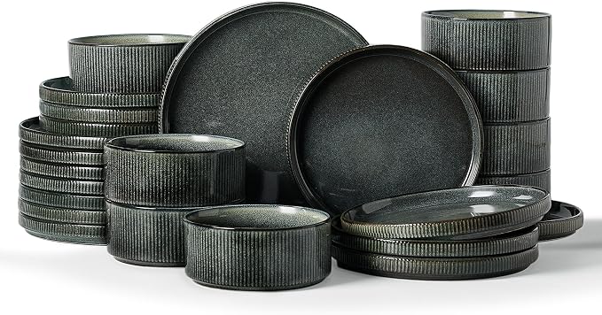 Famiware Star Ceramic Plates and Bowls Sets, Reactive Glaze Dishes by Famiware