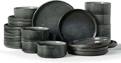 Famiware Star Ceramic Plates and Bowls Sets, Reactive Glaze Dishes by Famiware