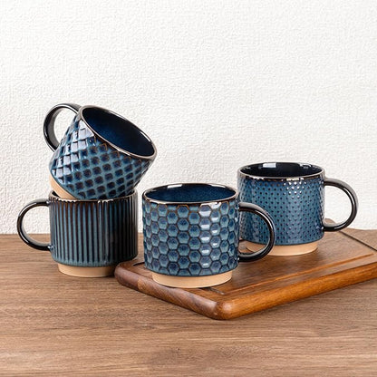 GBhome 15 OZ Stackable Coffee Mugs Set of 4, Ceramic Coffee Cups Set | 4 by GBhome