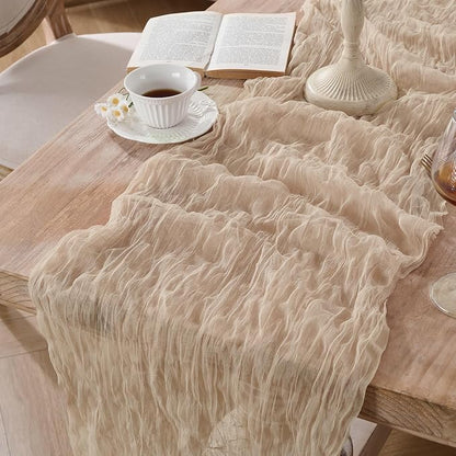 12 Pack Tan Beige Cheesecloth Table Runners, 120 Inch 10Ft Gauze Table Runner - Image 3