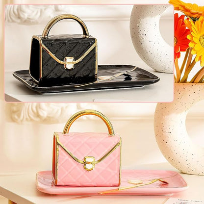 Zubebe 2 Sets Coffee Mug Elegant Handbag Shaped Cup Modern Ceramic Purse Mug - Image 3