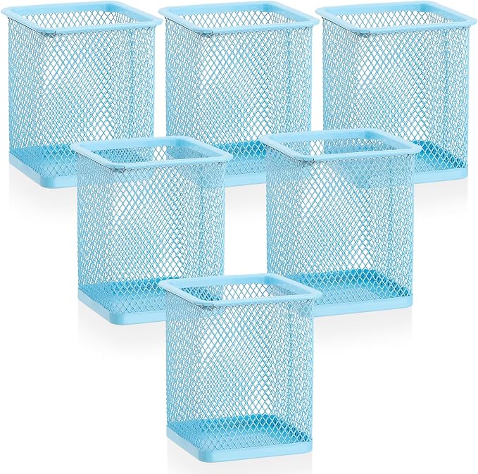 Segarty Pencil Holder, 6 Pack Square Light Blue Pen Holder by Segarty