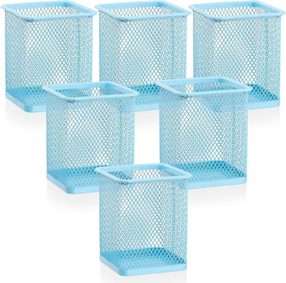 Segarty Pencil Holder, 6 Pack Square Light Blue Pen Holder by Segarty