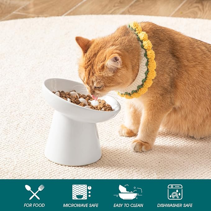 vancasso Ceramic Slow Feeder Cat Bowl, 6.25 Inch Elevated Cat Slow Feeder Bowl - Image 3