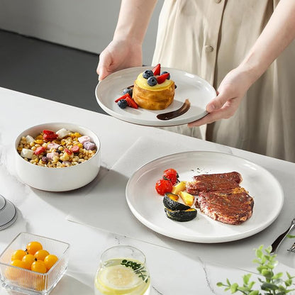 MALACASA Plates and Bowls Sets, 24 Pieces Modern Ceramic Dinnerware Set - Image 7