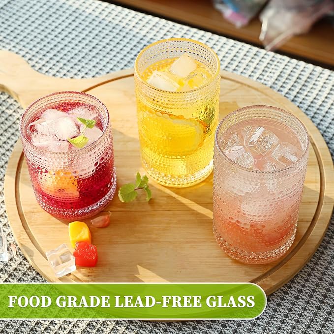 Hobnail Drinking Glasses Set of 8, 10 Oz Kitchen Water Glasses Cup & 12 Oz - Image 4